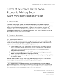 394-18(3) - Terms of Reference for the Socio-Economic Advisory Body: Giant Mine Remediation Project 