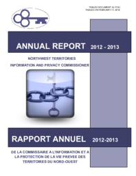 032-17(5) - Annual Report 2012-2013 of the Northwest Territories Information and Privacy Commissioner 