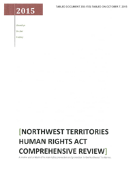 355-17(5) - 2015 Northwest Territories Human Rights Act Comprehensive Review 