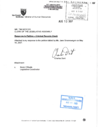 33-15(6) - Response to Petition - Criminal Records Check