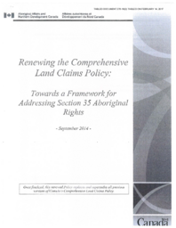 276-18(2) - Renewing the Comprehensive Land Claims Policy: Towards a Framework for Addressing Section 35 Aboriginal Rights 