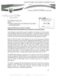 006-18(2) - Correspondence from Department of Industry, Tourism and Investment to National Energy Board regarding Mackenzie Gas Project Extension of Sunset Clause 