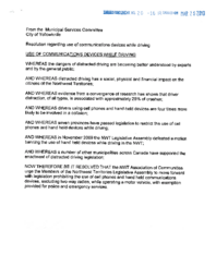 020-16(5) - Resolution of the City of Yellowknife Municipal Services Committee Regarding Use of Communications Devices While Driving 