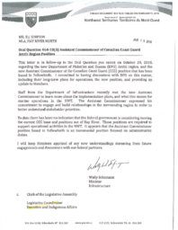 303-18(3) - Follow-up Letter for Oral Question 464-18(3): Assistant Commissioner of Canadian Coast Guard Arctic Region Position 