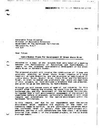 033-91(1) - Letter from Mayor of Sanikiluaq Regarding Hydro Quebec Plans for Development of Great Whale River