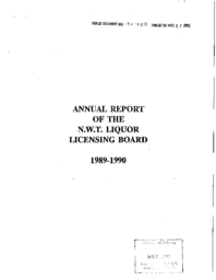 54-90(1) - Annual Report of NWT Liquor Licensing Board, 1989-90