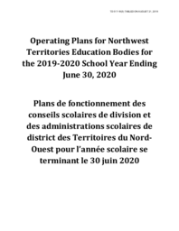 517-18(3) - Operating Plans for Northwest Territories Education Bodies for the 2019-2020 School Year Ending June 30, 2020 