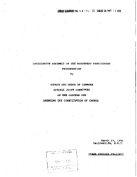 068-91(1) - Document of Legislative Assembly of NWT Presentation to Senate and House of Commons, Special Joint Committee on Propose for Amending the Constitution of Canada