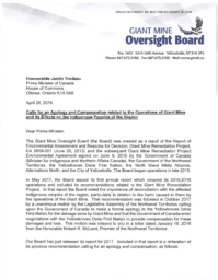 182-18(3) - Letter dated April 26, 2018 from Giant Mine Oversight Board to the Prime Minister regarding Calls for an Apology and Compensation related to the Operations of Giant Mine and its Effects on the Indigenous Peoples of the Region 