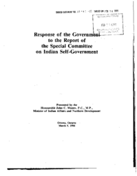 003-91(1) - Response of the Government to Report of Special Committee on Indian Self-Government