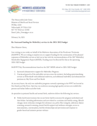 334-19(2) - Letter dated February 24, 2021 from Midwives Association of the Northwest Territories to Minister of Health and Social Services regarding Increased Funding for Midwifery Services in the 2021/2022 Budget 