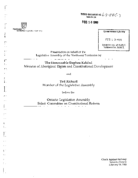 064-88(1) - Presentation Before Ontario Legislative Assembly Select Committee on Constitutional Reform