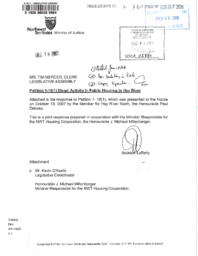 004-16(2) - Government of the Northwest Territories Response to Petition 1-16(1): Illegal Activity in Public Housing in Hay River