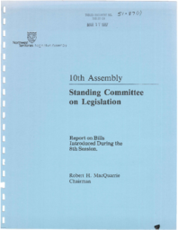 51-87(1) - Compiled Standing Committee on Legislative Report on Bills Introduced During the Eighth Session of the Assembly