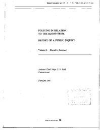 083-91(1) - Executive Summary of Commissioner's Report of a Public Inquiry into Policing in Relation to the Blood Tribe