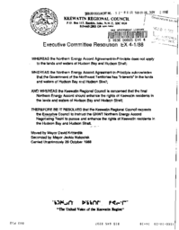 52-88(2) - Executive Committee Resolution Ex 4-1/88, Keewatin Regional Council, Regarding Northern Energy Accord, Hudson Bay and Hudson Strait