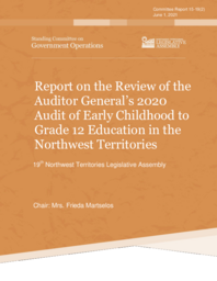 CR 15-19(2) - Report on the Review of the Auditor General's 2020 Audit of Early Childhood to Grade 12 Education in the Northwest Territories