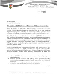 357-18(2) - Follow-Up Letter for Oral Question 411-18(2) Ground Ambulance and Highway Rescue Services 