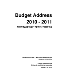 Budget Address 2010-2011 Northwest Territories