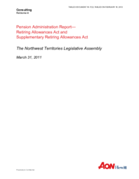 16-17(2) - Pension Administration Report - Retiring Allowances Act and Supplementary Retiring Allowances Act at March 31, 2011 