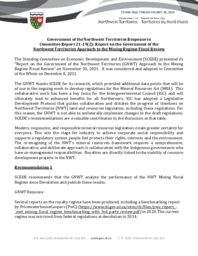 649-19(2) - Government of the NWT Response to Committee Report 21-19(2):  Report on the Government of the Northwest Territories Approach to the Mining Regime Fiscal Review