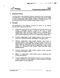 024-16(5) - GNWT Policy on Supplemental Health Benefits 