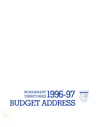 Budget Address 1996-1997 Northwest Territories