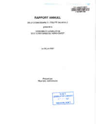 53-15(6) - Rapport annuel de la Commissaire a l'equite salariale presente a l'Assemblee legislative des Territoires du Nord-Ouest entre le 1er juillet 2006 et le 30 juin 2007