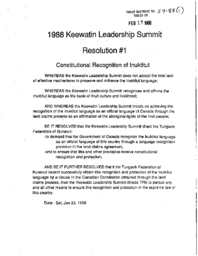 059-88(1) - Resolutions of Leadership Summit Meeting, Keewatin