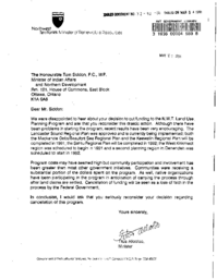 032-91(1) - Letter to Hon. Siddon Regarding Federal Funding Cut for NWT Land Use Program