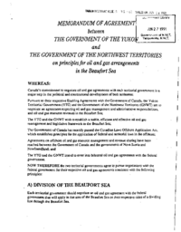 108-91(1) - Memorandum of Agreement Between Yukon and NWT Governments on Principles for Oil and Gas Arrangements in Beaufort Sea