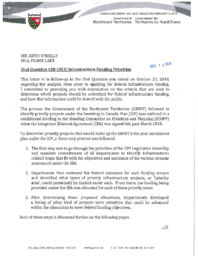 302-18(3) - Follow-up Letter for Oral Question 428-18(3): Infrastructure Funding Priorities 