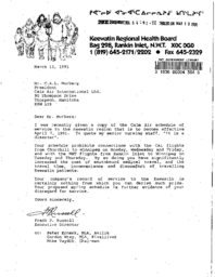 064-91(1) - Document from Keewatin Regional Health Board Regarding Calm Air Services