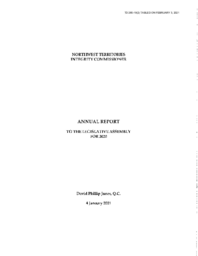 285-19(2) - Annual Report of the Northwest Territories Integrity Commissioner to the Legislative Assembly for 2020 