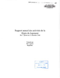 55-15(6) - Rapport annuel des activites de la Regie du logement du 1er janvier au 31 decembre 2006