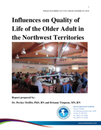 215-17(5) - Influences on the Quality of Life of the Older Adult in the Northwest Territories 