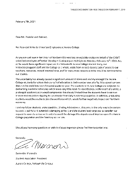 326-18(3) - Letter Dated February 7, 2019 from the Aurora College Student Association President to the Premier and Cabinet regarding Potential Strike by Unionized Employees at Aurora College 