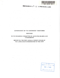 046-12(7) - Government of the Northwest Territories Response to the Report of the First Annual Report (1992-93) of the Languages Commissioner of the NWT