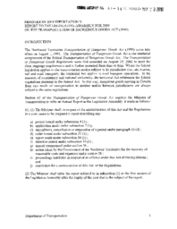 061-16(5) - Minister of Transportation's Report to the Legislative Assembly for 2009 on the Transportation of Dangerous Goods Act (1990) 