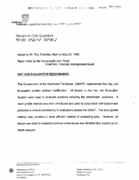 014-13(6)-Return to oral question by Mr. Roy Erasmus, MLA for Yellowknife North, regarding Hay job evaluation benchmarks