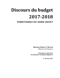 Discours du budget 2017-2018 Territoires du Nord-Ouest