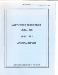 06-12(1) - 1990/1991 Annual Report of the Legal Services Board (Northwest Territories Legal Aid)