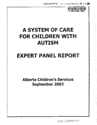 069-16(2) - A System of Care for Children with Autism : Expert Panel Report