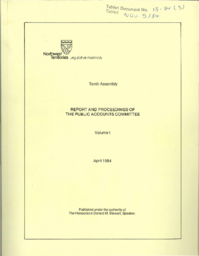 13-84 (3) REPORT AND PROCEEDINGS OF THE PUBLIC ACCOUNTS COMMITTEE, VOL 1, APRIL 1984