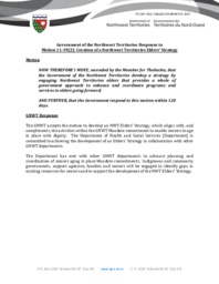 345-19(2) - Government of the Northwest Territories Response to Motion 11-19(2): Creation of a Northwest Territories Elders' Strategy 