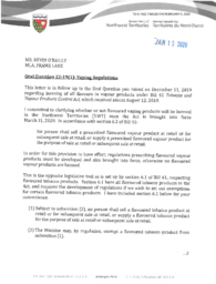 005-19(2) - Follow-up Letter for Oral Question 22-19(1): Vaping Regulations 