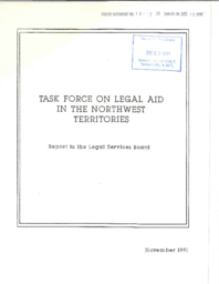 38-12(1) - Task Force on Legal Aid in the Northwest Territories, Report to the Legal Services Board, November 1991