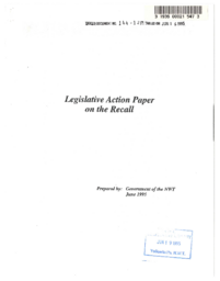 144-12(7) - Legislative Action Paper on the Recall