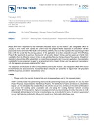 351-18(3) - 2018-0211 - Mactung Class 4 Quartz Exploration - Responses to Information Requests dated February 6 and February 13, 2019 