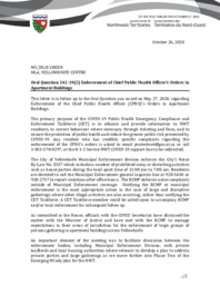 199-19(2) - Follow-up for Oral Question 242-19(2): Enforcement of Chief Public Health Officer's Orders in Apartment Buildings 